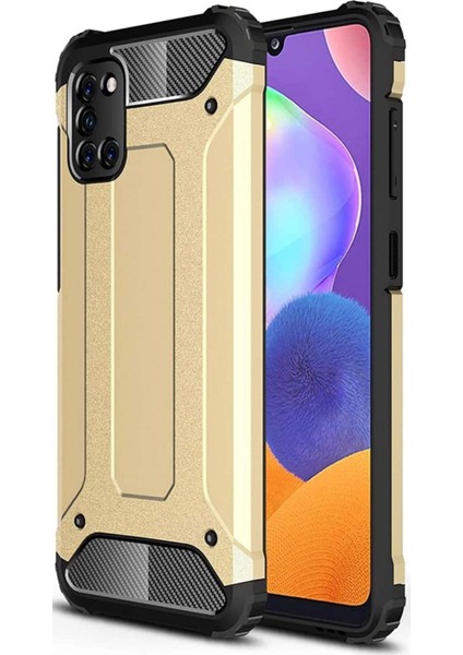 Oppo A72 Kapak Çift Katmanlı Zırh Tank Kılıf - Gold