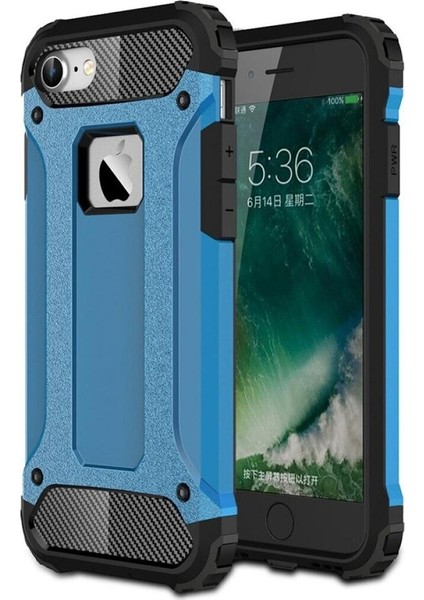 Apple iPhone 6s Plus Kapak Çift Katmanlı Zırh Tank Kılıf - Mavi
