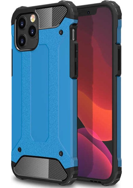 Apple iPhone 12 Pro Kapak Çift Katmanlı Zırh Tank Kılıf - Mavi