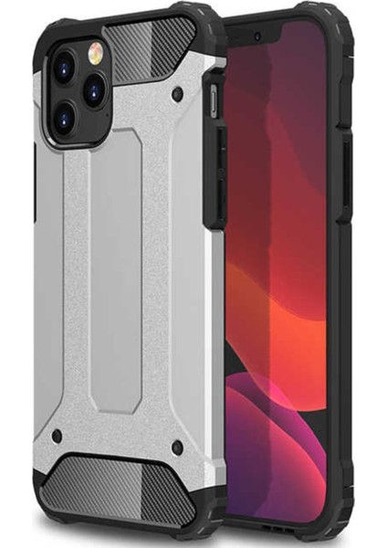 Apple iPhone 12 Pro Max Kapak Çift Katmanlı Zırh Tank Kılıf - Gri