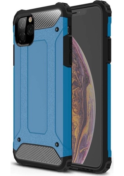 Apple iPhone 11 Pro Kapak Çift Katmanlı Zırh Tank Kılıf - Mavi