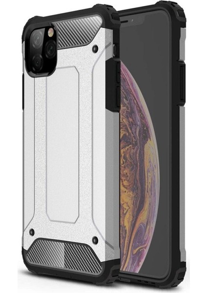 Apple iPhone 11 Pro Kapak Çift Katmanlı Zırh Tank Kılıf - Gri