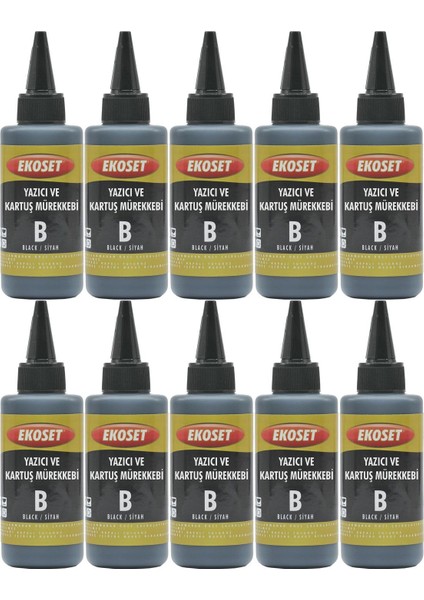 Epson Workforce M100 M105 M200 Uyumlu Siyah Mürekkep 100 ml 10'lu Set