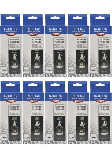 Brother Mfc T800W T810W T910W Uyumlu Siyah Mürekkep 100 ml 10 Adet