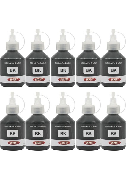 Brother Mfc T800W T810W T910W Uyumlu Siyah Mürekkep 100 ml 10 Adet