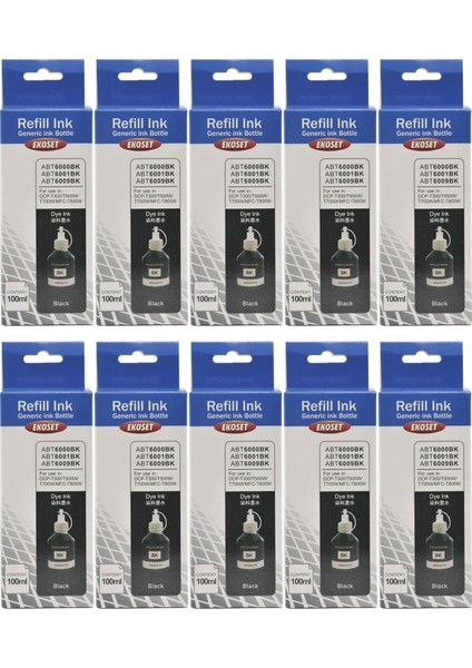 Brother Mfc T800W T810W T910W Uyumlu Siyah Mürekkep 100 ml 10 Adet