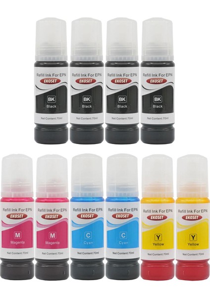 103 L3151 L3156 L3160 L5190 Uyumlu Mürekkep Renkli 70 ml 10 Adet modelleri