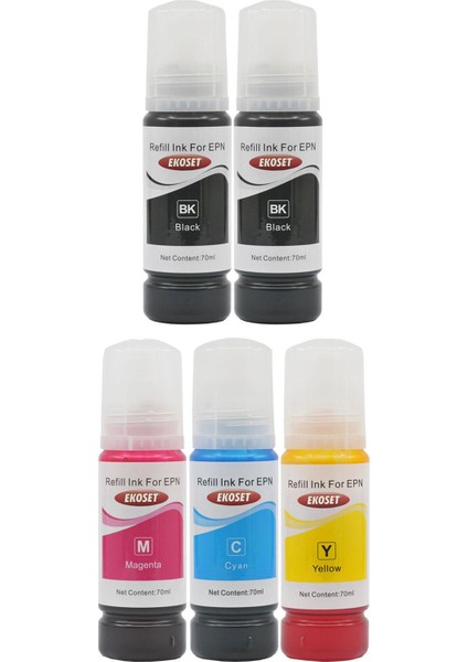 103 L3151 L3156 L3160 L5190 Uyumlu Mürekkep Renkli 70 ml 5 Adet modelleri