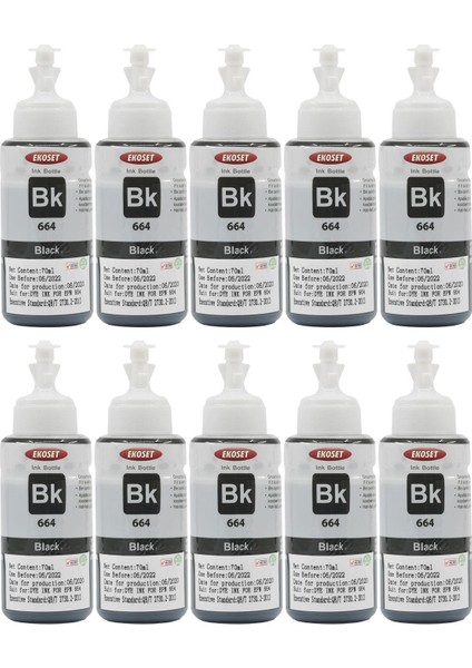 L486 L455 L550 L565 Uyumlu Mürekkep Siyah 70 ml 10 Adet