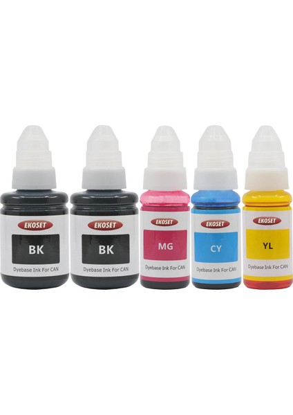 Canon G3400 G3410 G3411 G3415 Uyumlu Renkli ve Siyah Mürekkep 5'li Set