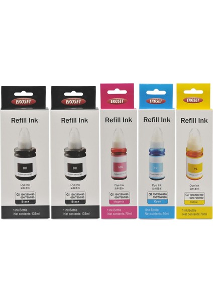 Canon G3400 G3410 G3411 G3415 Uyumlu Renkli ve Siyah Mürekkep 5'li Set fiyatları