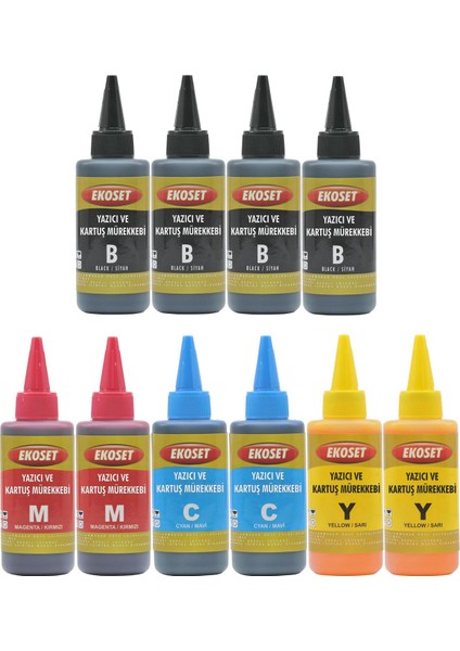 L100 L110 L130 L200 L210 L220 Uyumlu Mürekkep Renkli 100 ml 10'lu Set