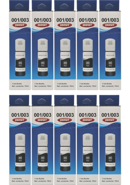 103 L1110 L3110 L3111 L3150 Uyumlu Mürekkep Siyah 70 ml 10 Adet fiyatları