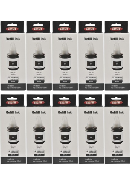 Canon G3400 G3410 G3411 G3415 Uyumlu Siyah Mürekkep 135 ml 10 Adet
