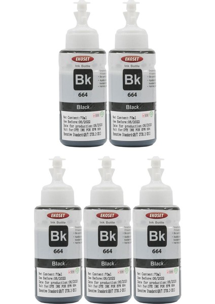 L3050 L3060 L3070 L1300 Uyumlu Mürekkep Siyah 70 ml 5 Adet modelleri