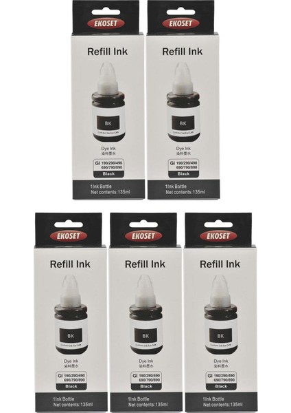 Canon G4400 G4410 G4411 Uyumlu Siyah Mürekkep 135 ml 5'li Set fırsatları