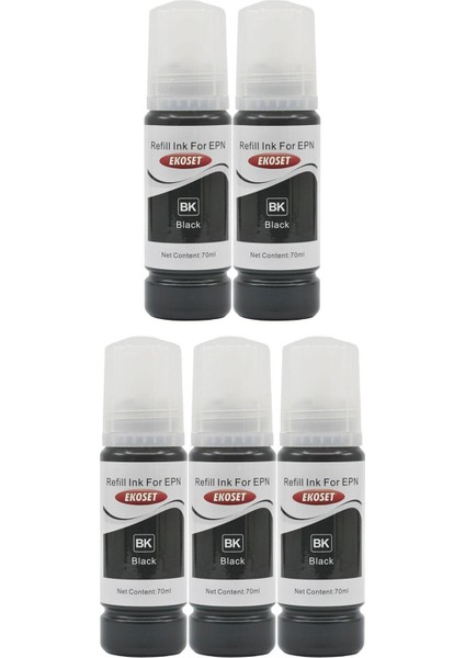 103 L3151 L3156 L3160 L5190 Uyumlu Mürekkep Siyah 70 ml 5 Adet modelleri