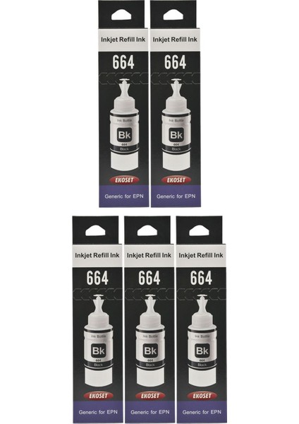 L300 L310 L355 L365 L382 L386 Uyumlu Mürekkep Siyah 70 ml 5 Adet fırsatları