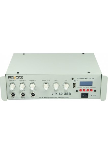 VPX-80 USB TR 80 Watt 3 Kanal Trafolu Mikser Anfi