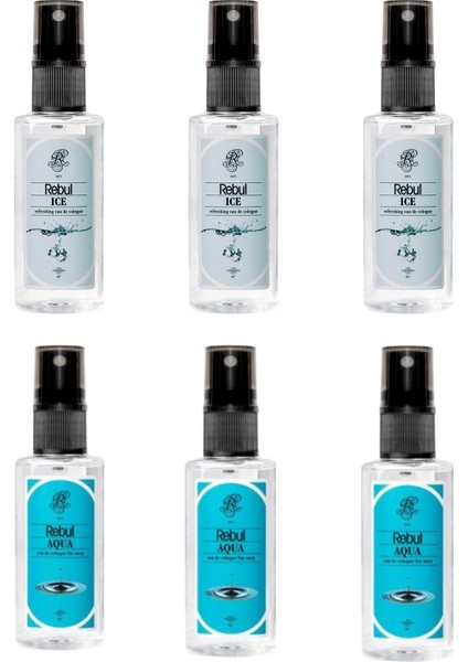 Kolonya Özel Set Rebul Aqua Kolonya 50 3 Adet 50 ml + Rebul Ice Kolonya 50 ml 3 Adet 50 ml