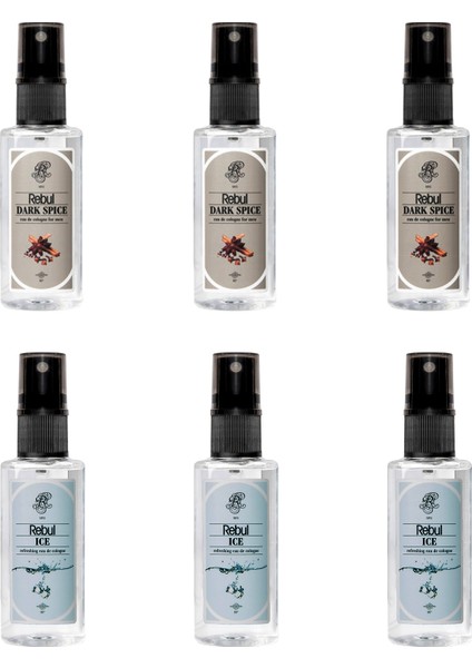 Kolonya Özel Set Rebul Ice 50 ml 3 Adet + Rebul Dark Spıce 50 ml 3 Adet