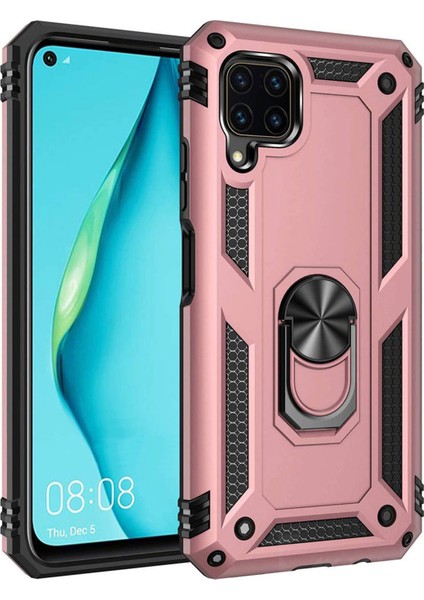 Hesaplı Dünya Huawei P40 Lite Kılıf Selfie Yüzüklü Tutuculu Iki Katmanlı Koruyucu VGA Rose Gold