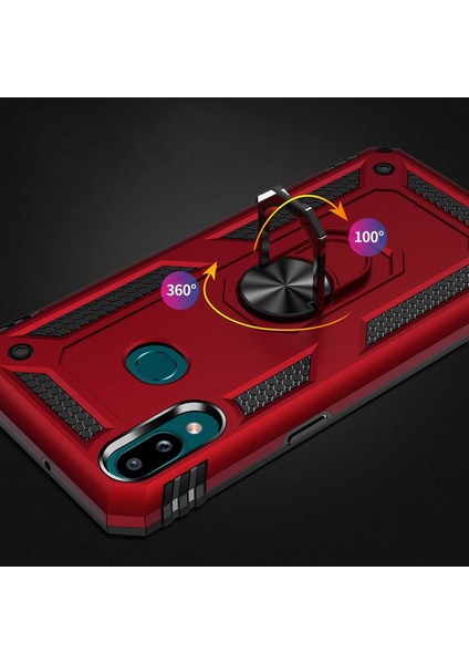 Samsung Galaxy A10S Kılıf A107 Selfie Yüzüklü Iki Katmanlı Koruyucu VGA Kırmızı fırsatları
