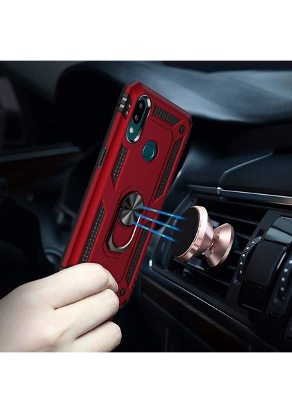 Samsung Galaxy A10S Kılıf A107 Selfie Yüzüklü Iki Katmanlı Koruyucu VGA Kırmızı indirimleri