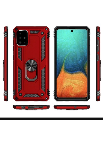 Samsung Galaxy A51 Kılıf A515 Selfie Yüzüklü Iki Katmanlı Koruyucu VGA Kırmızı fiyatları