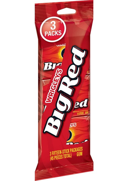 Wri grley's Bi gr Red Cinnamon Büyük Kırmızı Tarçın Aromalı Sakız 3 x 15'li