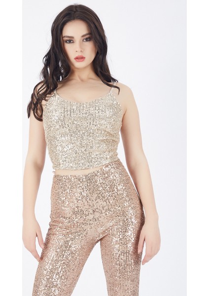 Astarlı Croptop Askili BUSTIYER_BUS32491 Bej