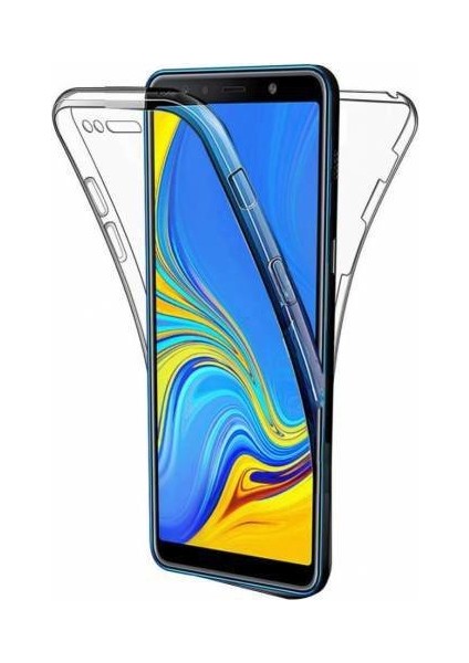 Samsung Galaxy A9 2018 360 Derece Kılıf Kristal Silikon Şeffaf Soft Ön Arka