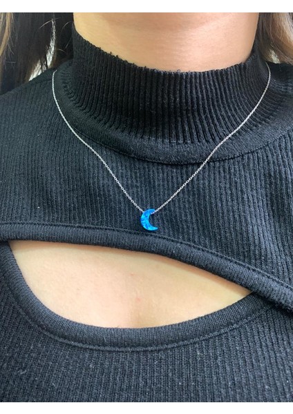 Ay Opal 925 Ayar Gümüş Kolye