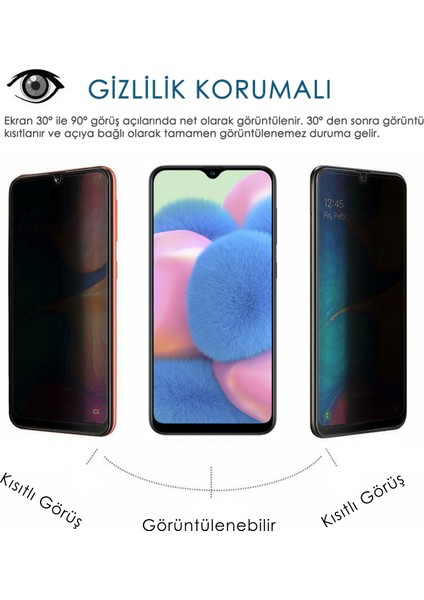 Samsung Galaxy A30S Gizlilik Korumalı Cam Ekran Koruyucu fiyatları