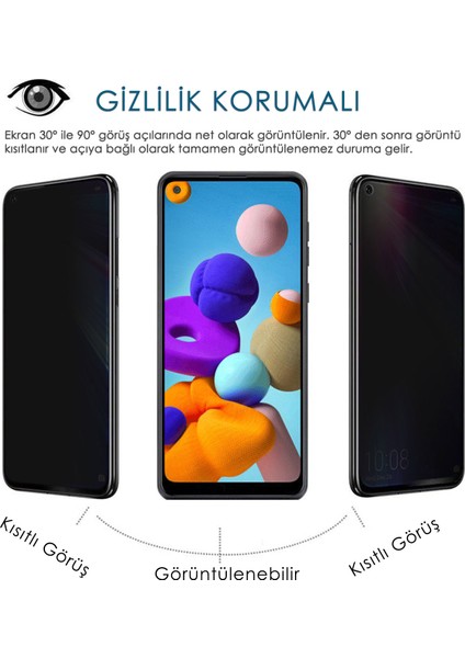 Samsung Galaxy A21S Gizlilik Korumalı Cam Ekran Koruyucu