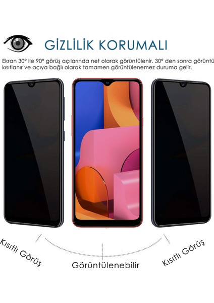 Samsung Galaxy A20S Gizlilik Korumalı Cam Ekran Koruyucu