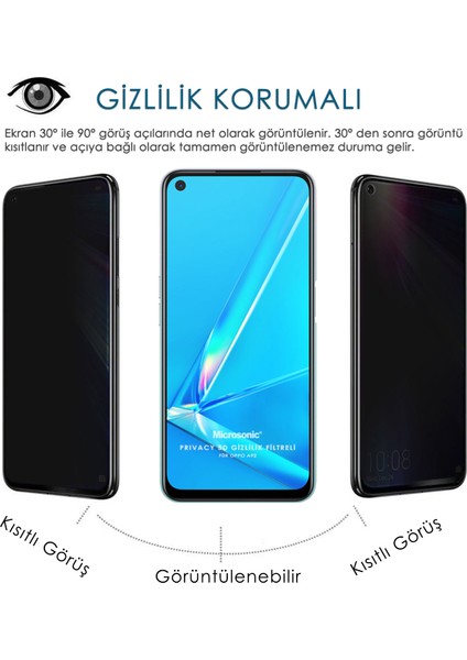 Oppo A92 Gizlilik Korumalı Cam Ekran Koruyucu