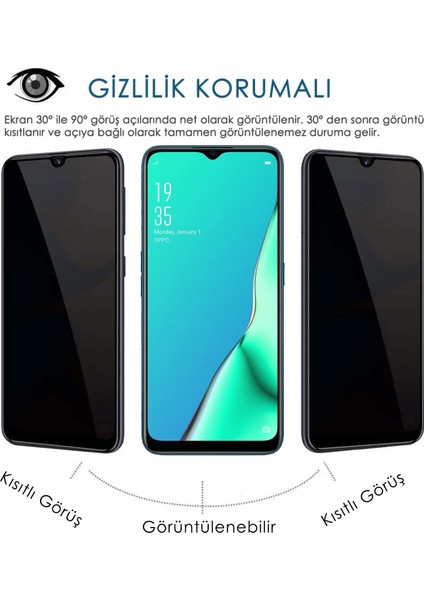 Oppo A5 2020 Gizlilik Korumalı Cam Ekran Koruyucu