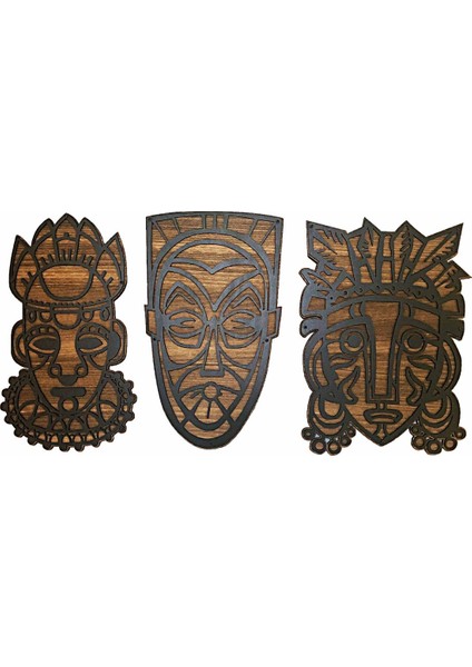 TASARIM AHŞAP MASK TABLO(50x130cm)