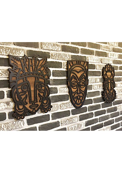 TASARIM AHŞAP MASK TABLO(50x130cm)