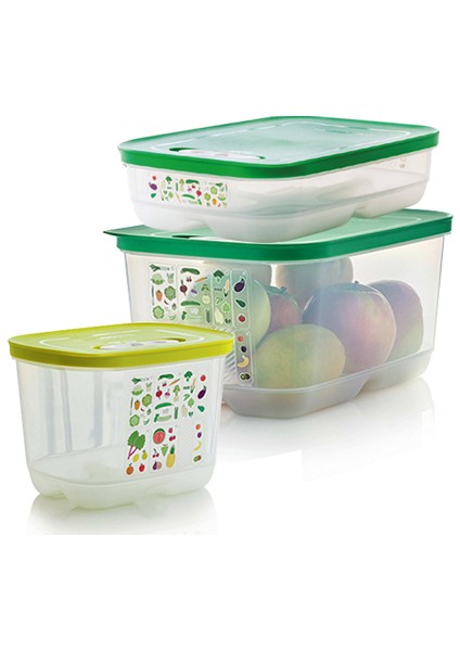 Sera Buzdolabı Saklama Kabı 3'lü Set ( 1.8 Lt Dik / 1.8 Lt Yatay / 4.4 Lt )