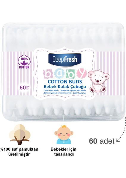 Deep Fresh Baby Kız Ekonomik Paket (Sweet Girl Şampuan 500 ml & Papatya Islak Mendil 200 Yaprak & Kulak Temizleme Çubuğu 60 Adet)