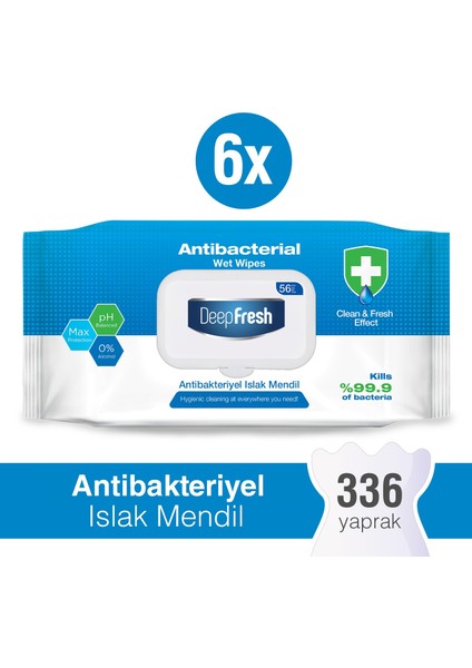 Deep Fresh Antibakteriyel Islak Mendil 6 x 56 Yaprak