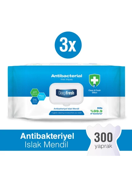 Deep Fresh Antibakteriyel Islak Mendil 3 x 100 Yaprak