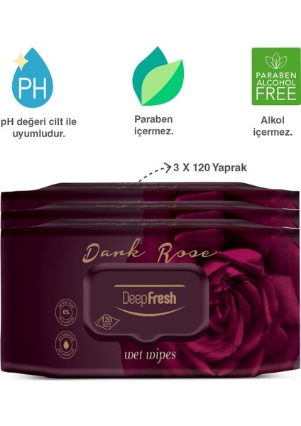 Deep Fresh Oriental Islak Mendil Darkrose 3 x 120 Yaprak