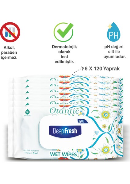 Deep Fresh Otantik Islak Mendil Çini 6 x 120 Yaprak