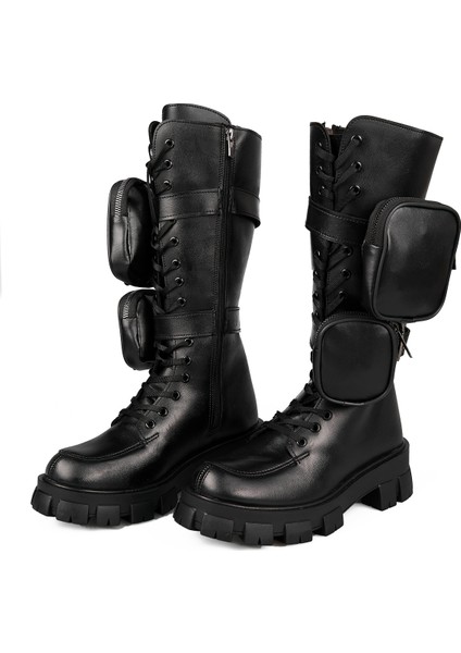 Kadın Yan Tarafından Gerçek Çantalı Fermuarlı Çizme Es000224Scc