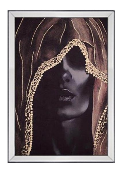 Siyah Altın Örtülü Kadın Tablo 70X100CM