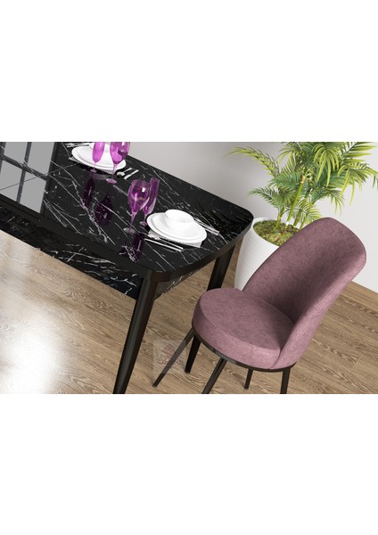 Concept Zen Siyah Mermer Yemek Masası Takım Mutfak Masası Takımı 6 Sandalye fiyatları