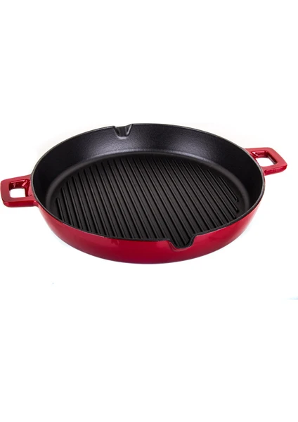 Döküm Demir Grill 30 cm Kırmızı